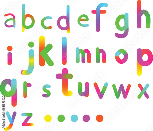 Multicolored alphabet letters on white background