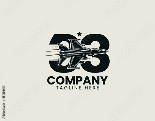 F35B fighter jet black vector logo illustration