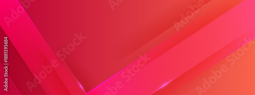 Bold red and pink diagonal overlapping layers with glowing highlights and deep saturated color gradients
