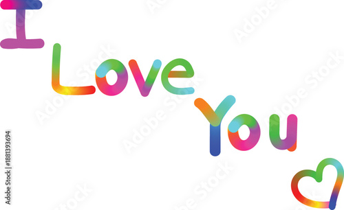 Multicolored i love you text with heart