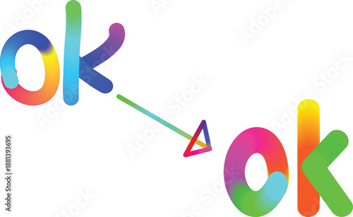 Multicolored ok logo with triangle
