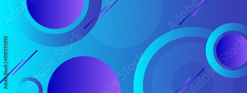 Vibrant blue and cyan background featuring floating circles gradients and diagonal motion lines
