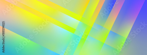 Abstract composition of intersecting yellow and blue light bands with glow