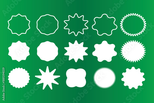 Creative starburst sticker set. Vibrant explosion shape symbols. New arrival vector icon labels.. Modern promotional badge designs, Vector star burst graphic elements,