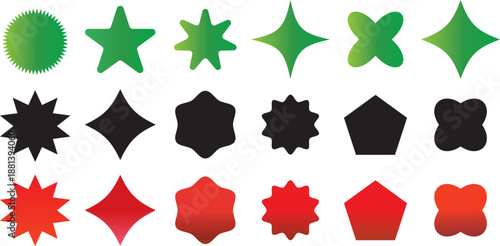 Star burst sticker vector new icon. Bright sunburst label design. Promotional starburst badge symbols. Colorful sales and offer signs, Modern shiny blast sticker collection
