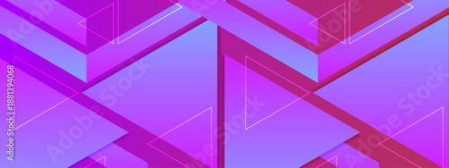 Modern abstract background with overlapping purple and magenta triangles and linear geometric elements creating a sense of depth