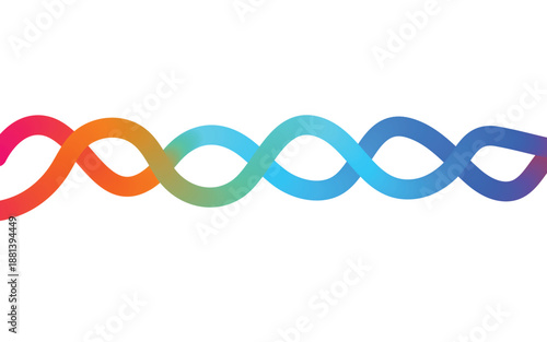 A colorful dna double helix structure on a white background