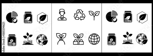 Environmental vector icons set eco friendly symbols for conservation and sustainability