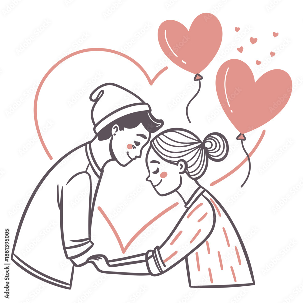 Obraz premium Love Connection Concept Illustration Minimal Flat (2) Vector Icon Illustration