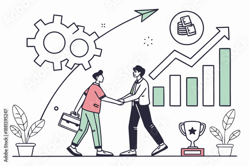 Business Success Measurement Illustration  Flat Ve Vector Icon Illustration