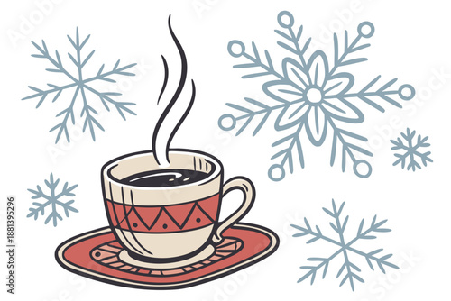 Hot Coffee Winter Illustration  Flat Vector  White (3) Vector Icon Illustration