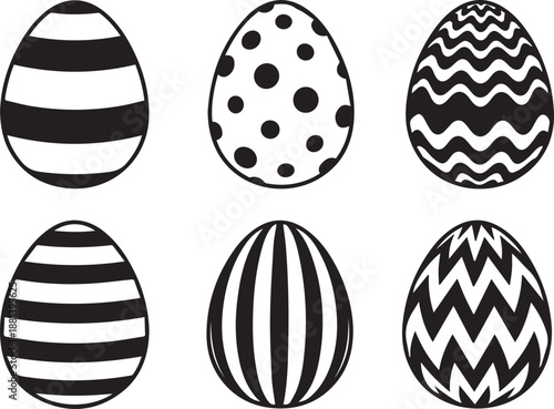 Easter eggs collection Silhouette vector black on a white background