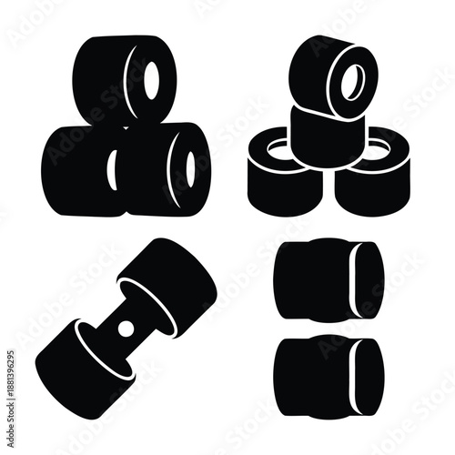 Skate wheel and bushing components for skateboard and roller skate equipment