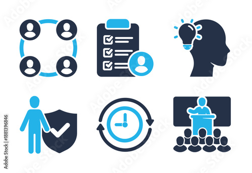 Human Resources and Efficiency icon set. Solid glyph series icons
