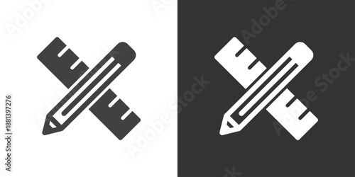 Pencil and Ruler aicon. Solid glyph series icon