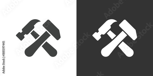 Crossed Hammers icon. Solid glyph series icon