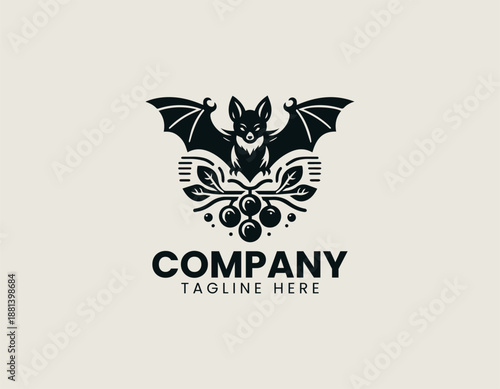 Flying fox fruit bat black vector logo illustrator