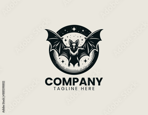 Flying fox fruit bat black vector logo illustrator