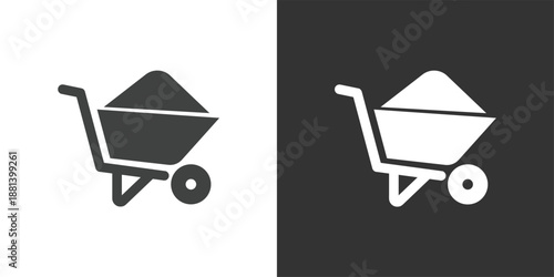 Wheelbarrow icon. Solid glyph series icon
