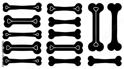  Dog Bone Set Isolated on White Background