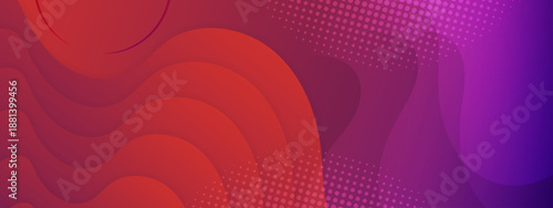 Dynamic abstract background with flowing red and purple liquid shapes and decorative halftone textures