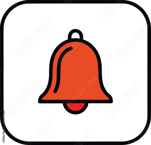Orange bell icon with red clapper on white background