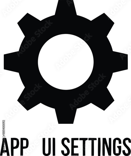 Black gear icon with text app ui settings cogwheel