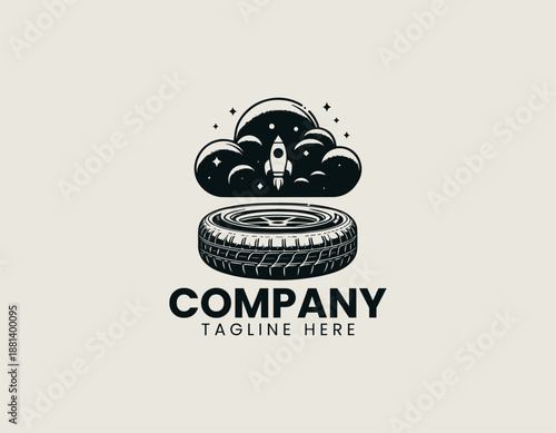 Dessert Michelin Cloud Black Vector Logo Illustration