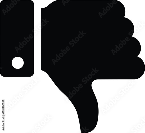 Black thumbs down icon with white circle on white background