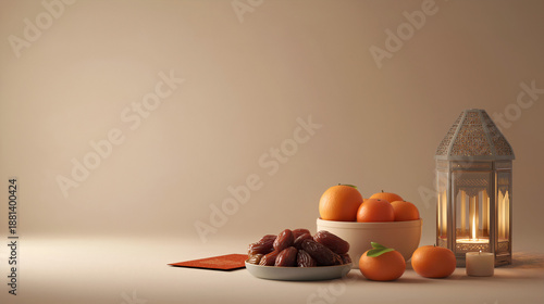 Dates and Mandarin Oranges Symbolizing Ramadan and Lunar New Year Overlap