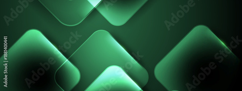 Tech-inspired green background featuring glowing diamond shapes with dark shadows