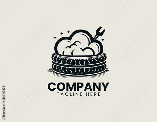 Dessert Michelin Cloud Black Vector Logo Illustration
