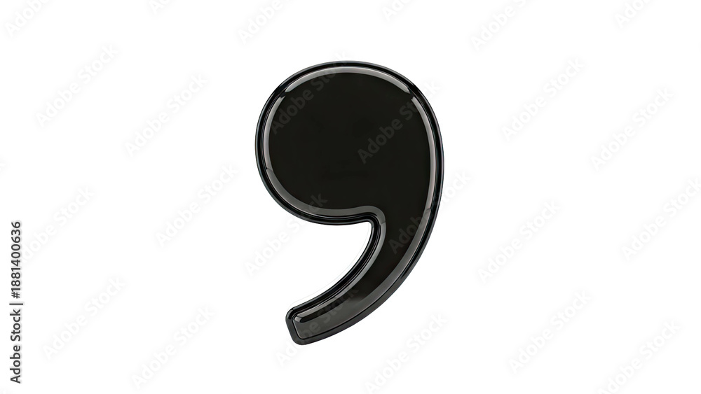 Naklejka premium Glossy Black Comma Symbol