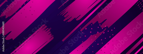 Purple and pink artistic brush abstract background with textured paint strokes and dots