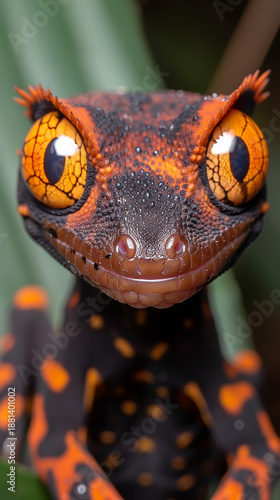 Close-up of a Colorful Gecko with Large Eyes in Natural Habitat
