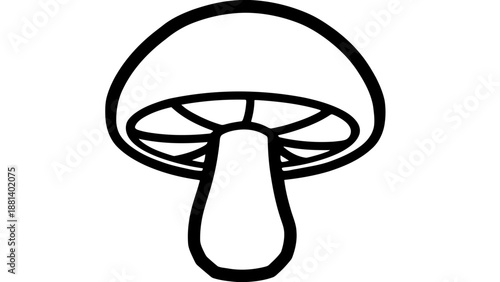 Simple black and white mushroom illustration
