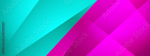 Vibrant cyan and pink abstract background featuring bold geometric layers and contemporary style