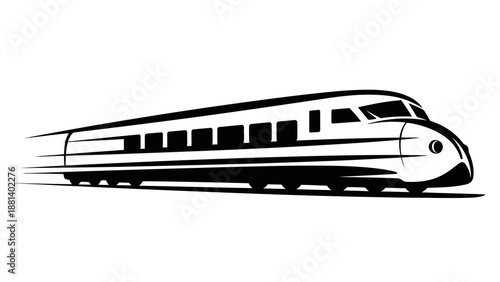 Modern train silhouette moving at high speed