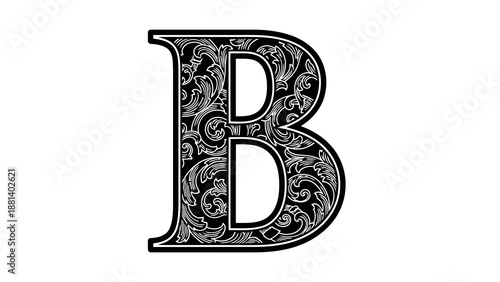 Ornate letter b with floral pattern