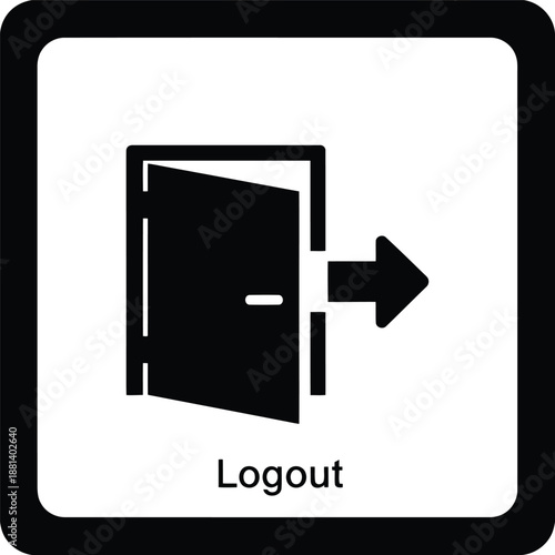 Black open door with arrow and logout text exit