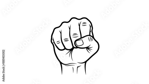Clenched fist illustration on white background