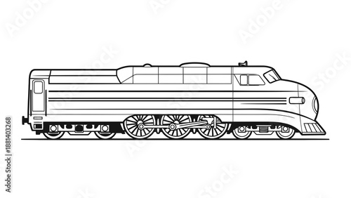 Vintage train engine illustration on white background