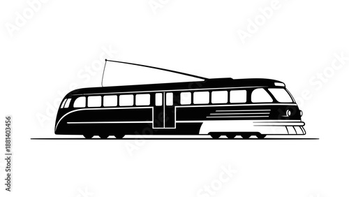 Trolleybus silhouette on white background