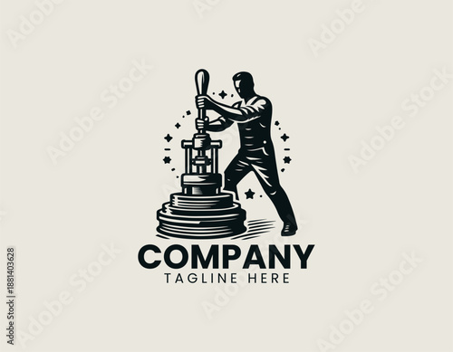 tamping machine black vector logo illustration