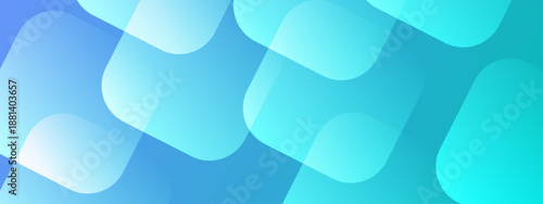 Bright abstract background with soft overlapping rounded squares in cyan and blue gradients creating a layered effect