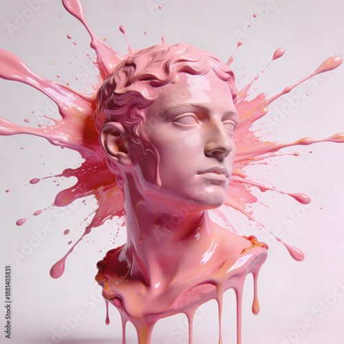 핑크 플루이드 조형 인물 아트