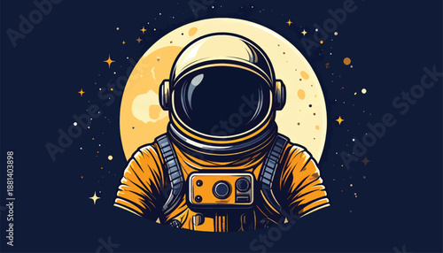 Astronaut in Orange Space Suit Helmet.