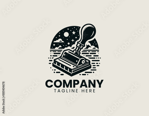 tamping machine black vector logo illustration