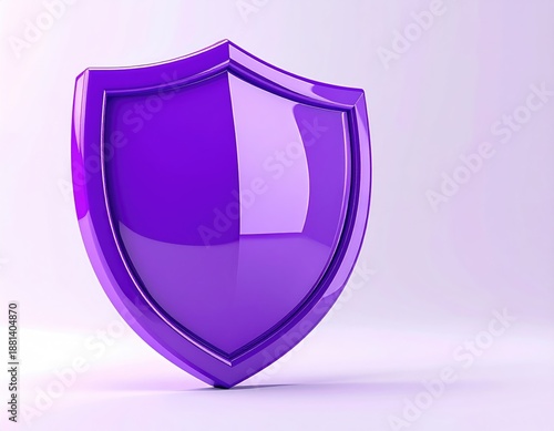 3D purple shield on a white background