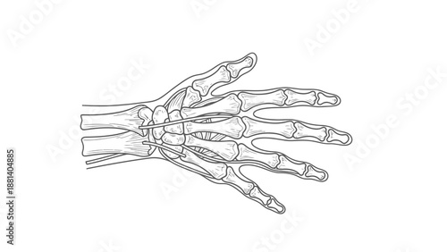 Detailed illustration of human hand bones and tendons